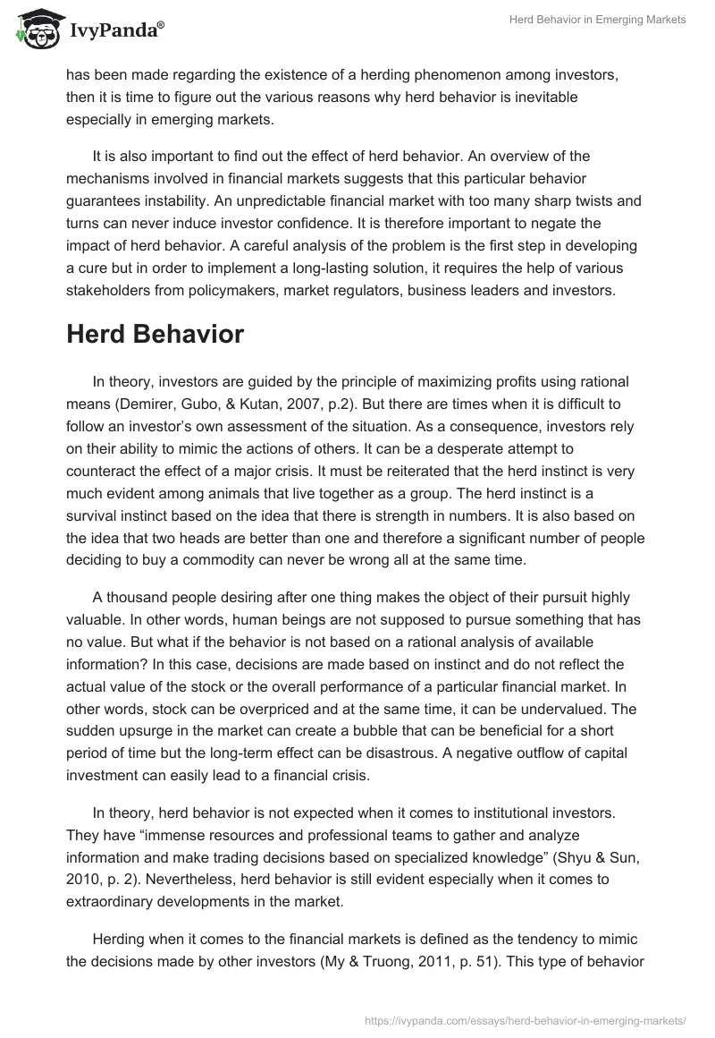 Herd Behavior in Emerging Markets. Page 3