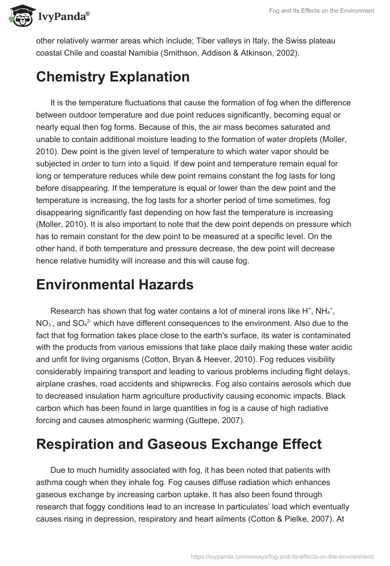 Fog and Its Effects on the Environment. Page 2