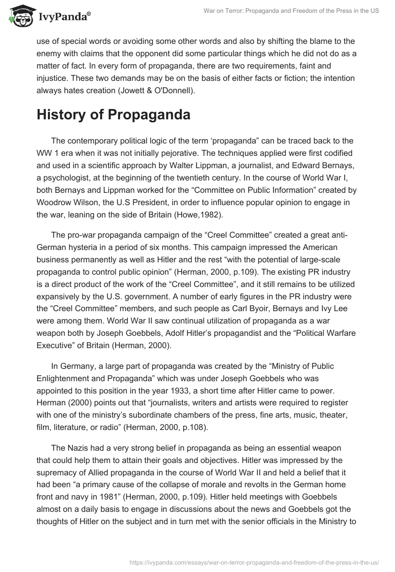War on Terror: Propaganda and Freedom of the Press in the US. Page 2