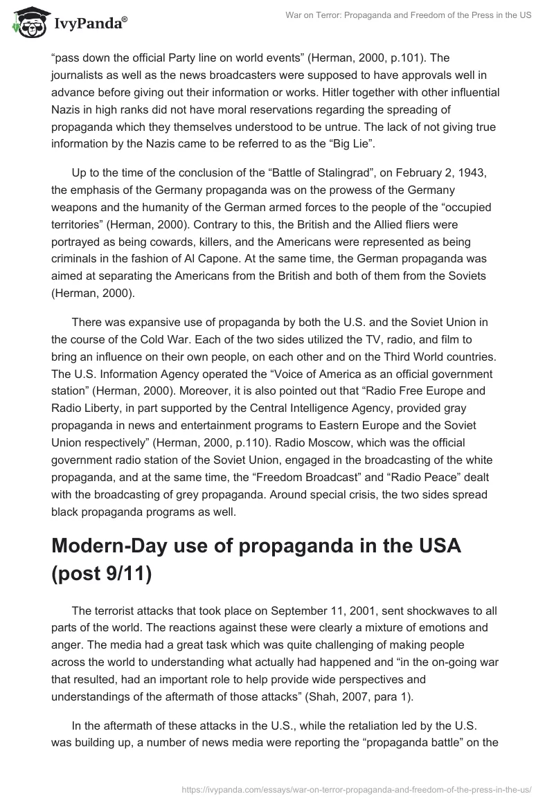 War on Terror: Propaganda and Freedom of the Press in the US. Page 3
