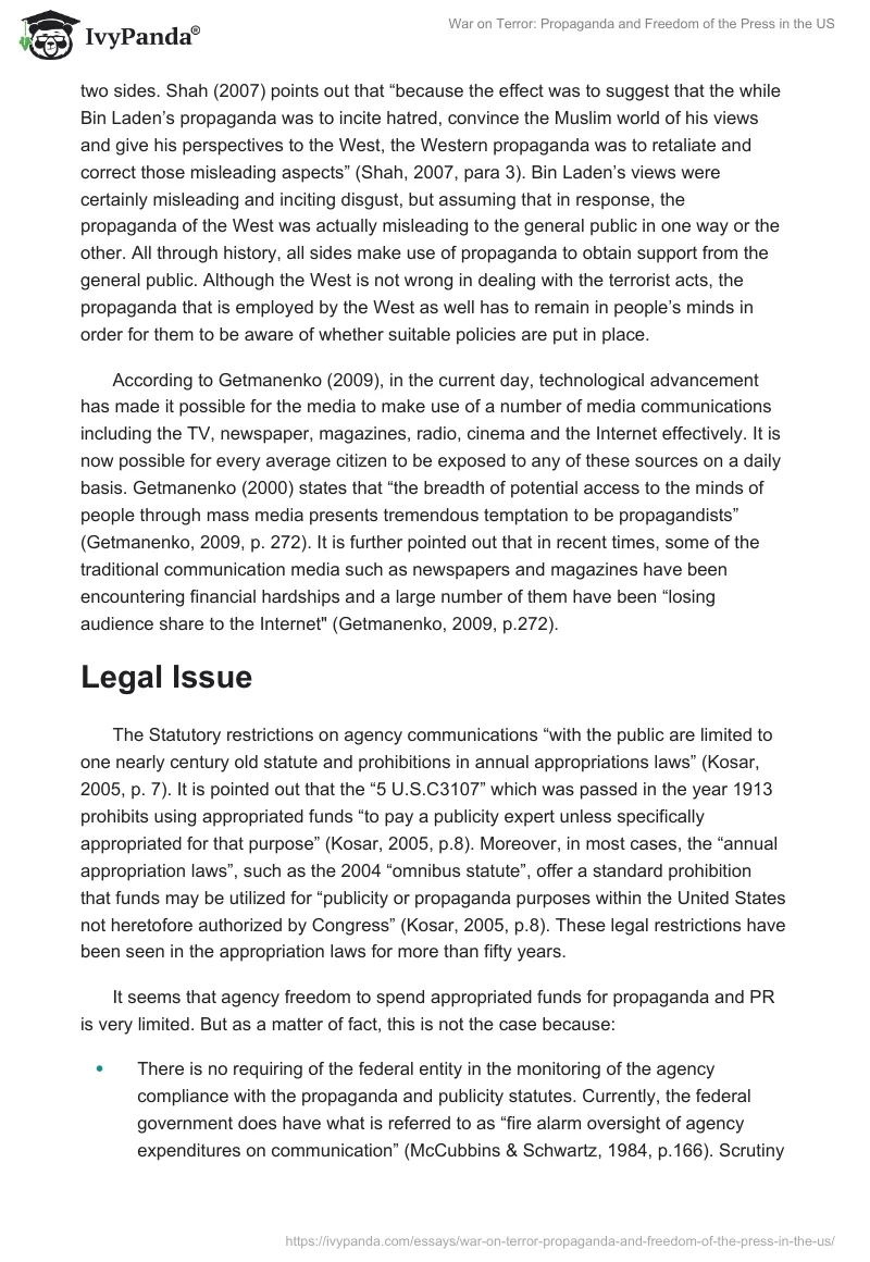 War on Terror: Propaganda and Freedom of the Press in the US. Page 4