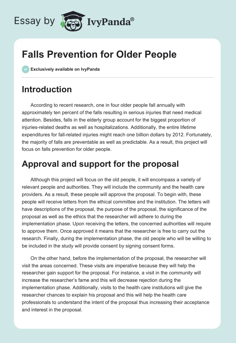 Falls Prevention for Older People. Page 1