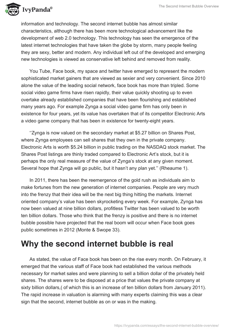 The Second Internet Bubble Overview. Page 2
