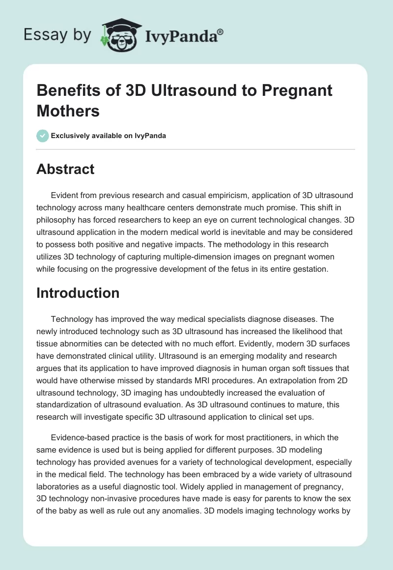 Benefits of 3D Ultrasound to Pregnant Mothers. Page 1