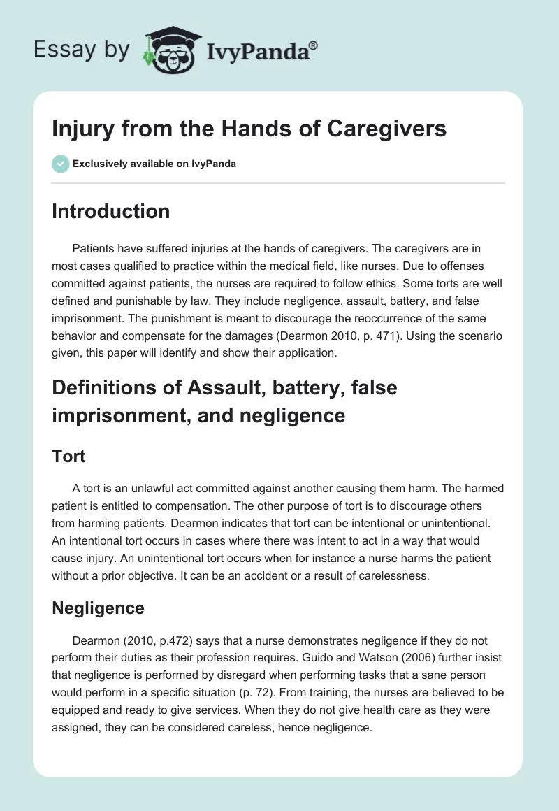 Injury From the Hands of Caregivers. Page 1
