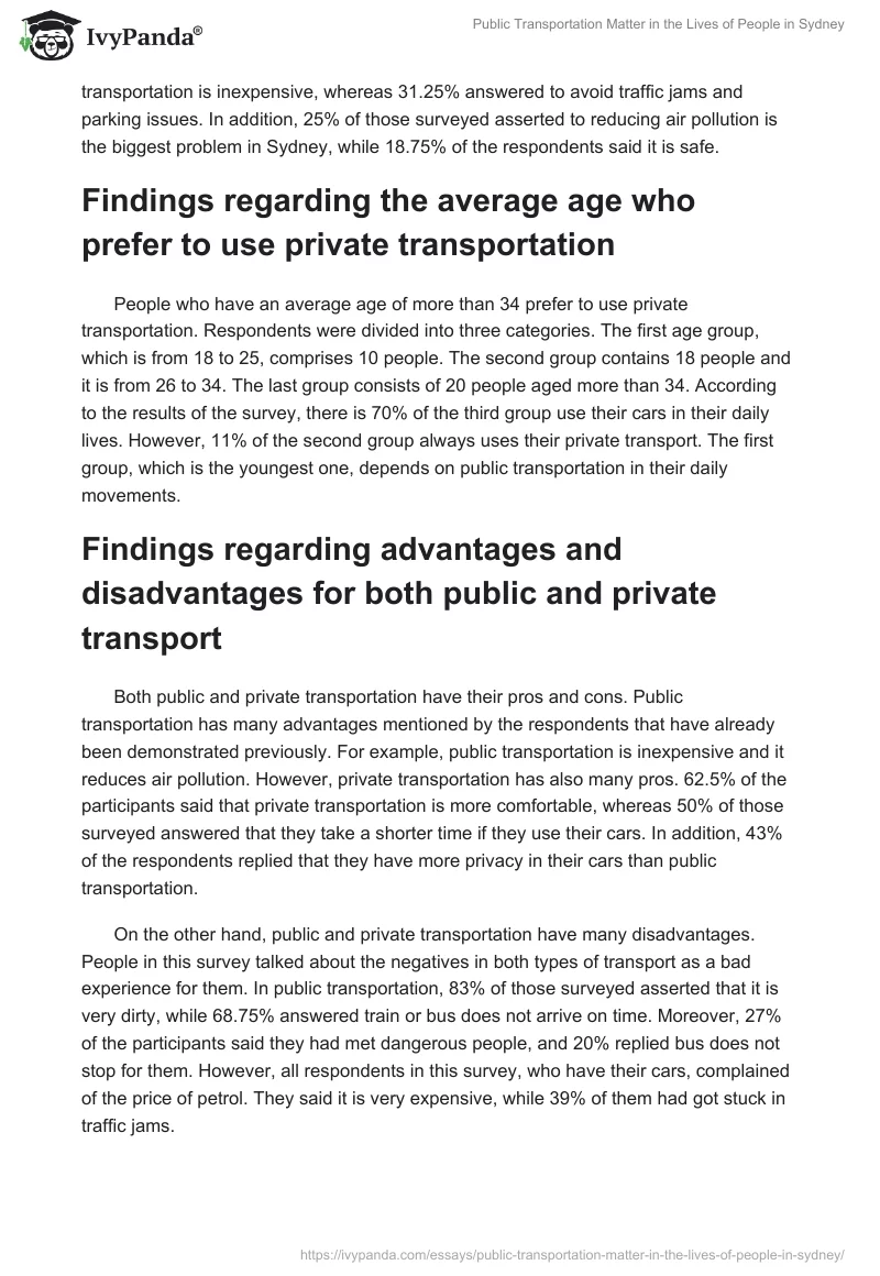Public Transportation Matter in the Lives of People in Sydney. Page 3