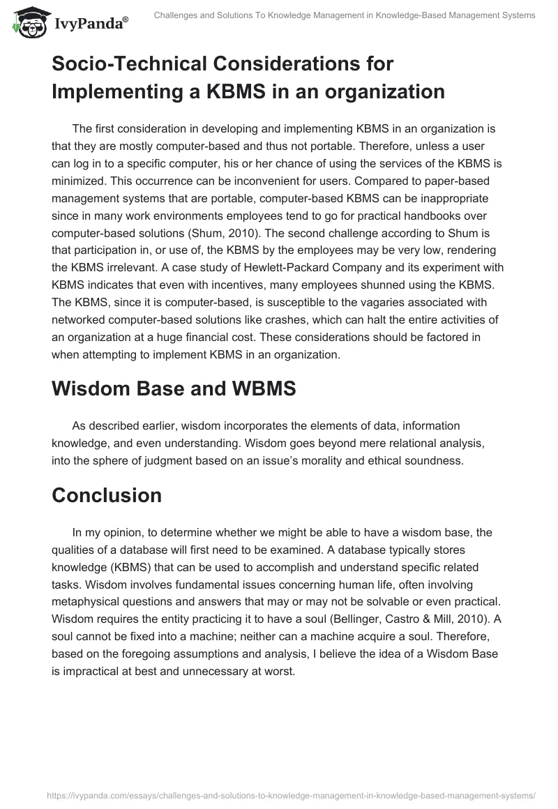Challenges and Solutions To Knowledge Management in Knowledge-Based Management Systems. Page 3