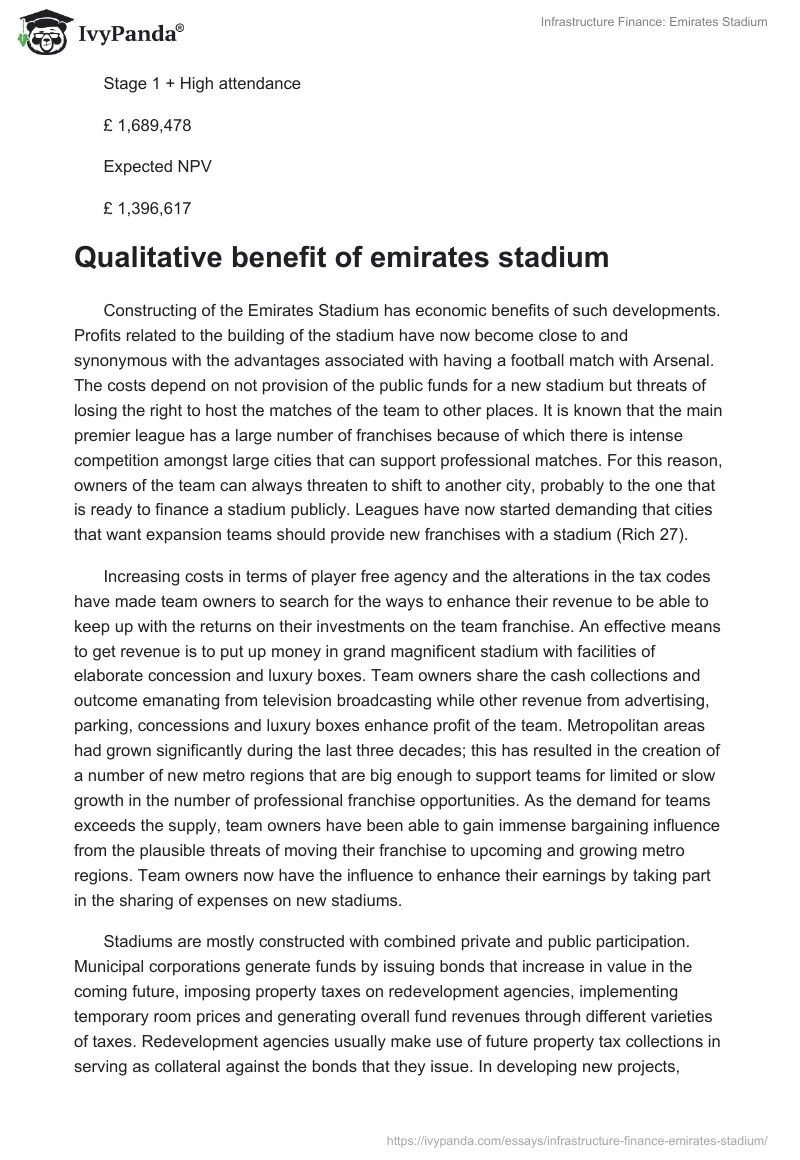 Infrastructure Finance: Emirates Stadium. Page 4