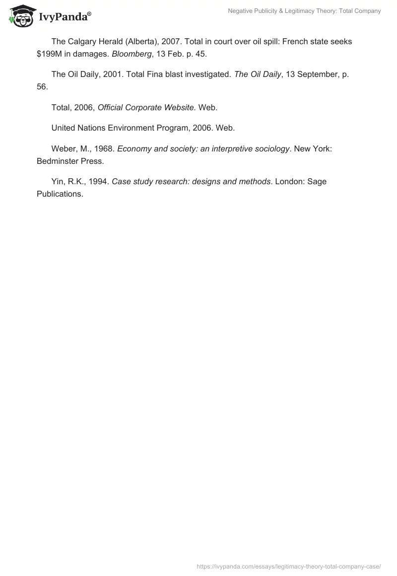Negative Publicity & Legitimacy Theory: Total Company. Page 5