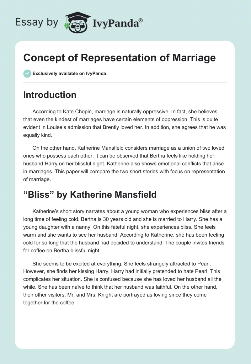 Concept of Representation of Marriage. Page 1
