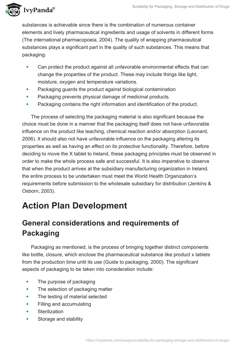 Suitability for Packaging, Storage and Distribution of Drugs. Page 2
