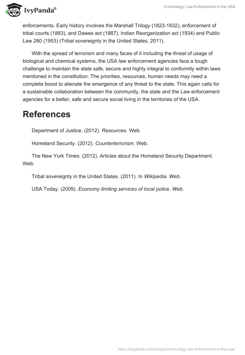 Criminology: Law Enforcement in the USA. Page 3