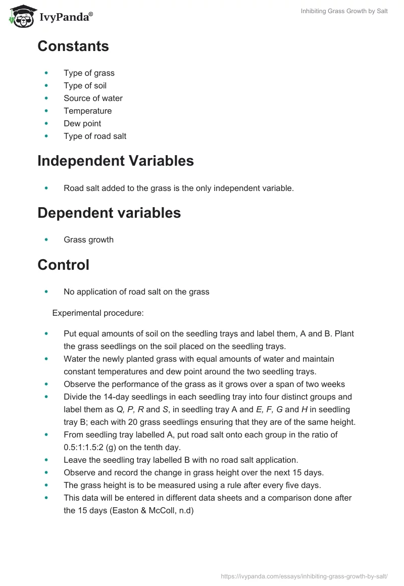 Inhibiting Grass Growth by Salt. Page 2