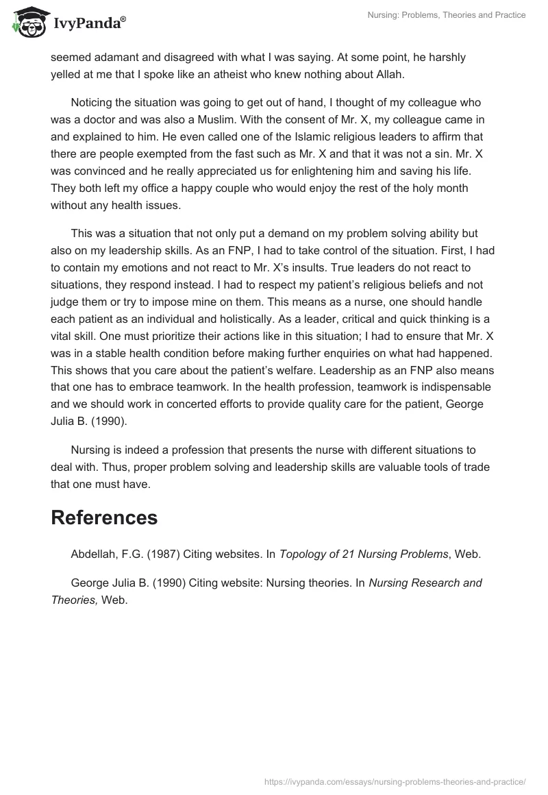 Nursing: Problems, Theories and Practice. Page 3