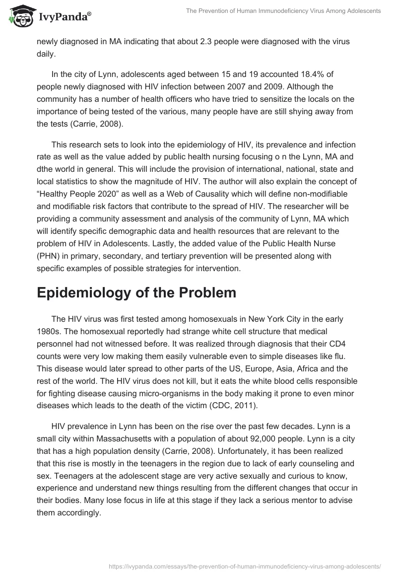 The Prevention of Human Immunodeficiency Virus Among Adolescents. Page 2