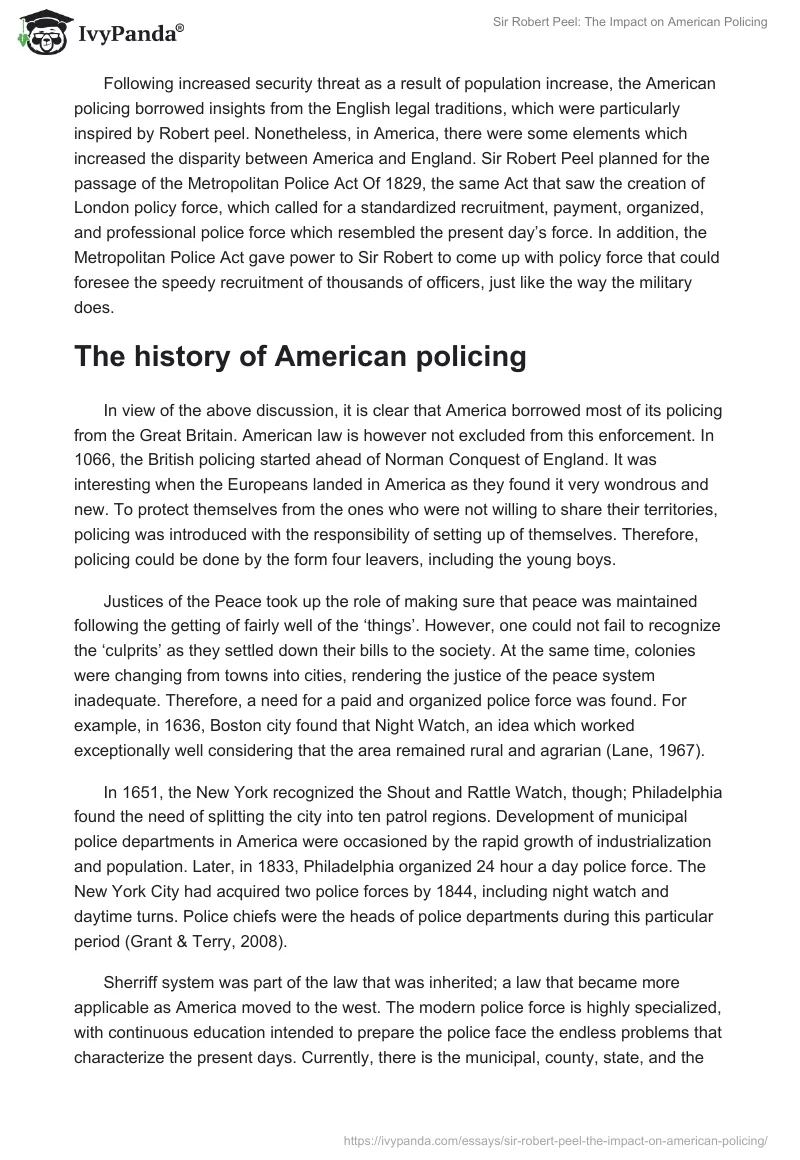 Sir Robert Peel: The Impact on American Policing. Page 2