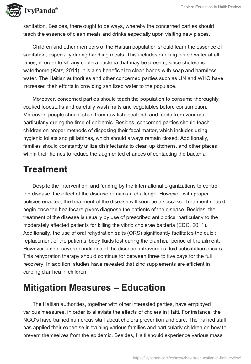 Cholera Education in Haiti: Review. Page 3