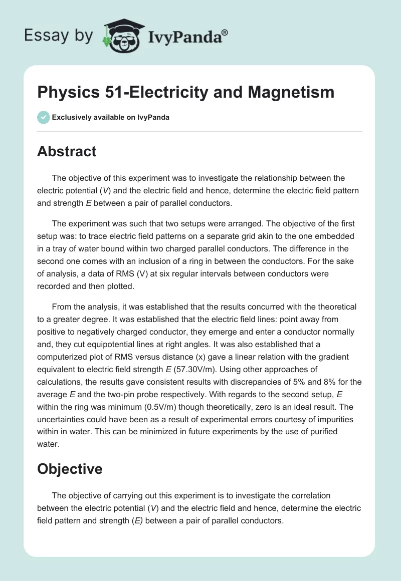 Physics 51-Electricity and Magnetism. Page 1