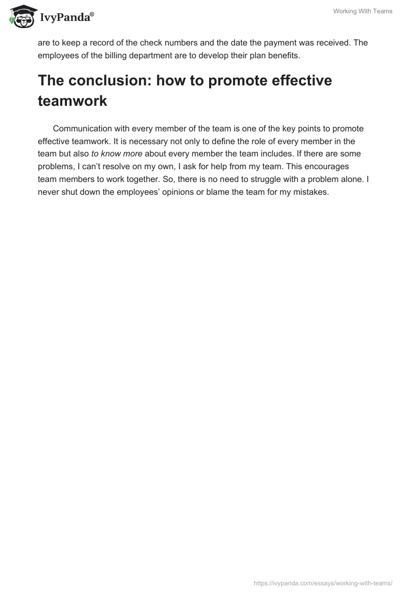 Working With Teams. Page 3