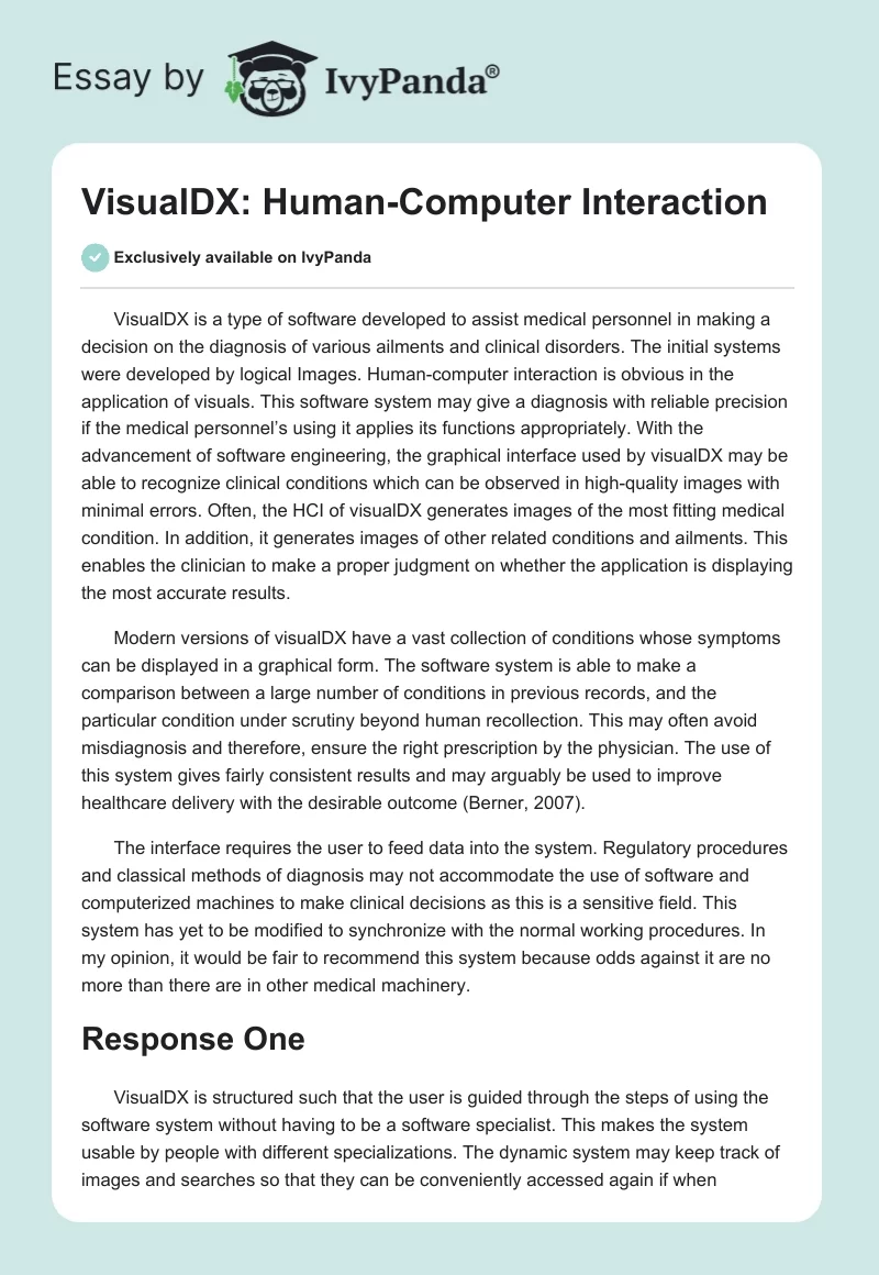 VisualDX: Human-Computer Interaction. Page 1