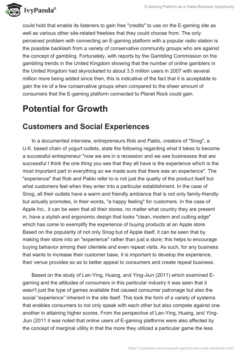 E-Gaming Platform as a Viable Business Opportunity. Page 3