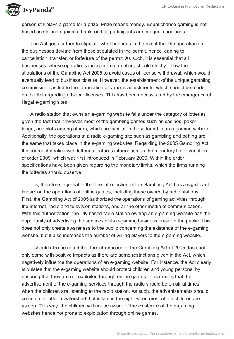 UK E-Gaming Promotional Restrictions. Page 2
