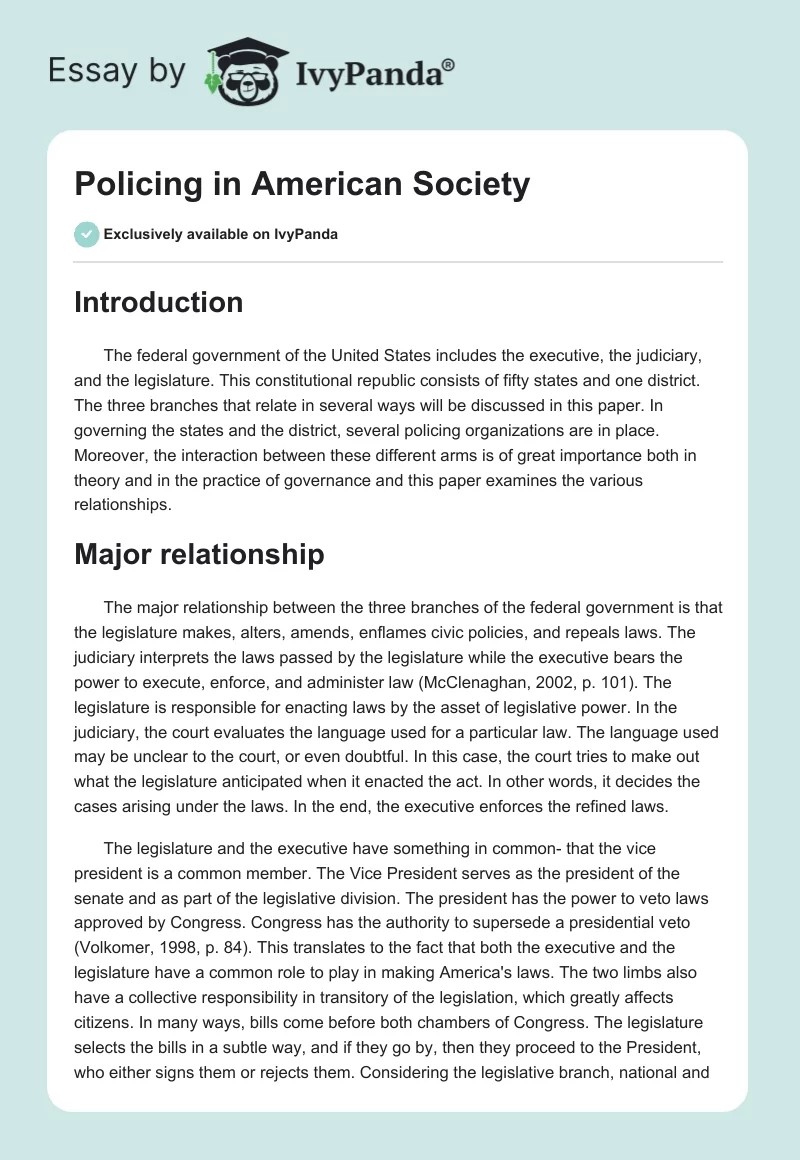 Policing in American Society. Page 1