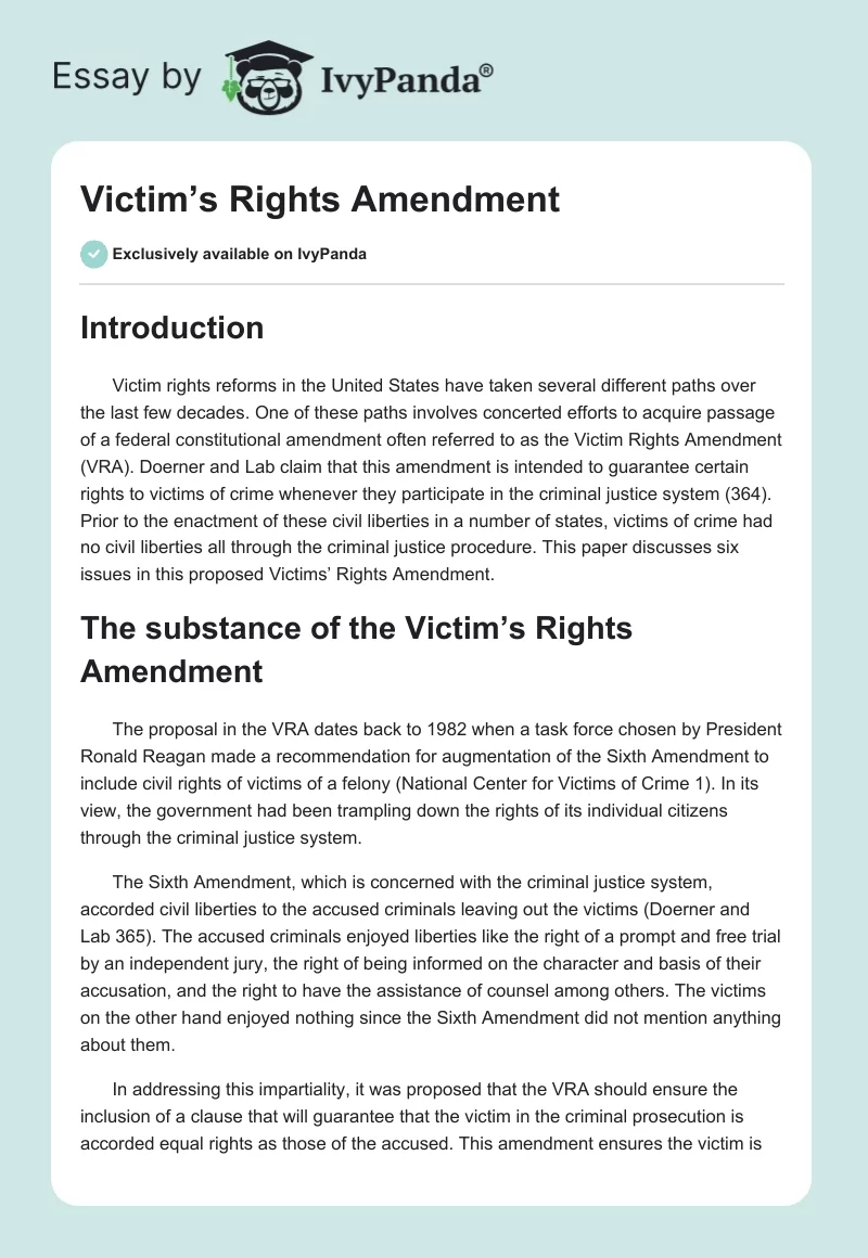 Victim’s Rights Amendment. Page 1