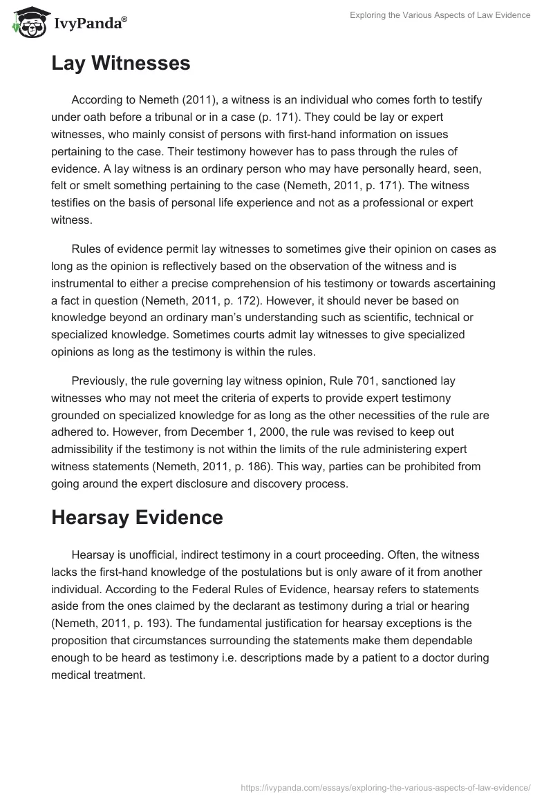 Exploring the Various Aspects of Law Evidence. Page 3