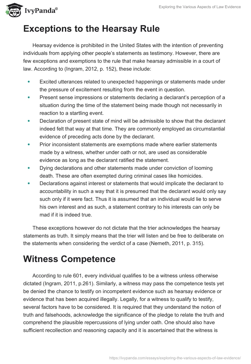 Exploring the Various Aspects of Law Evidence. Page 4