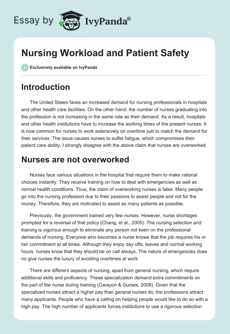 Nursing Workload and Patient Safety. Page 1