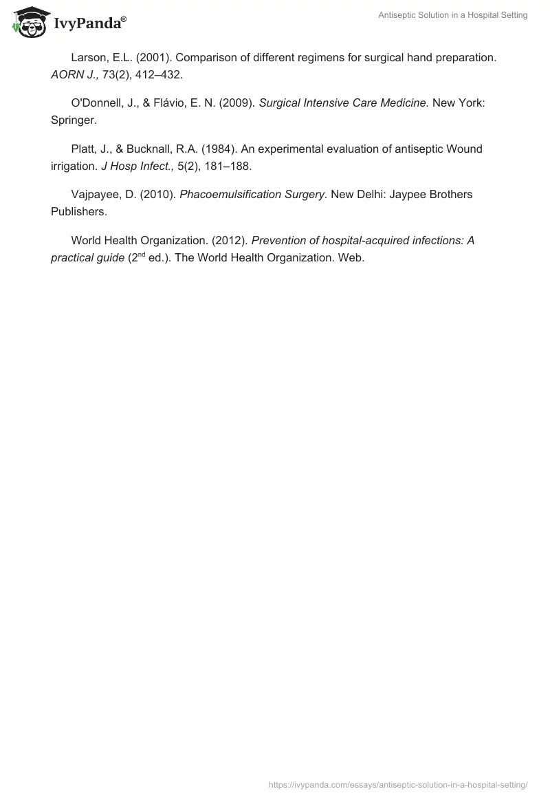 Antiseptic Solution in a Hospital Setting. Page 4