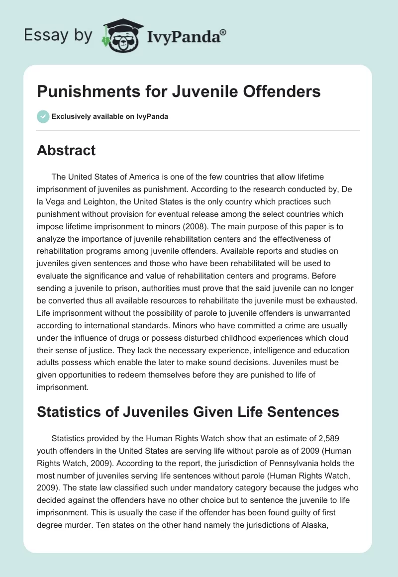 Punishments for Juvenile Offenders. Page 1