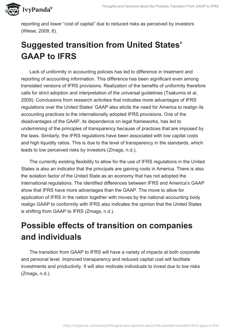 Thoughts and Opinions about the Possible Transition From GAAP to IFRS. Page 2