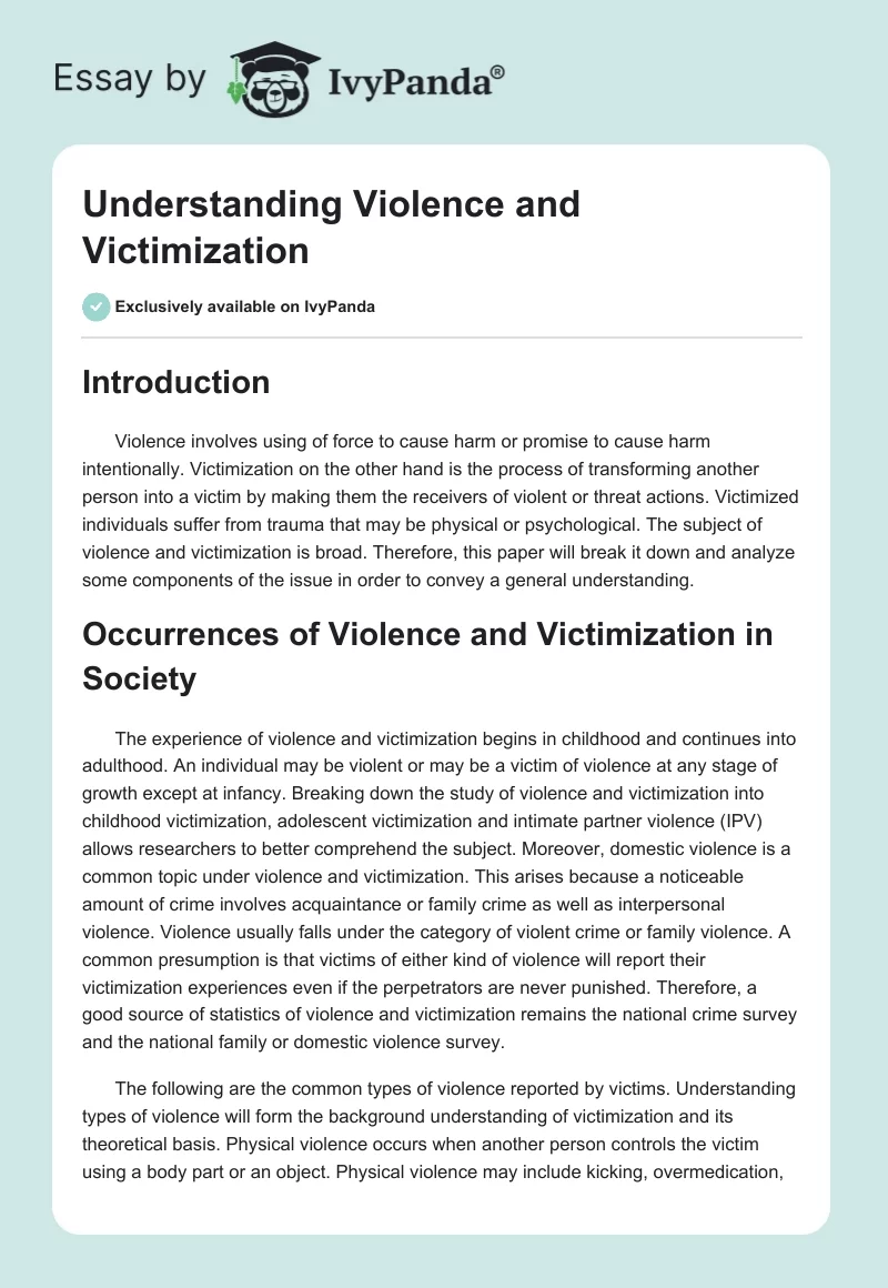 Understanding Violence and Victimization. Page 1