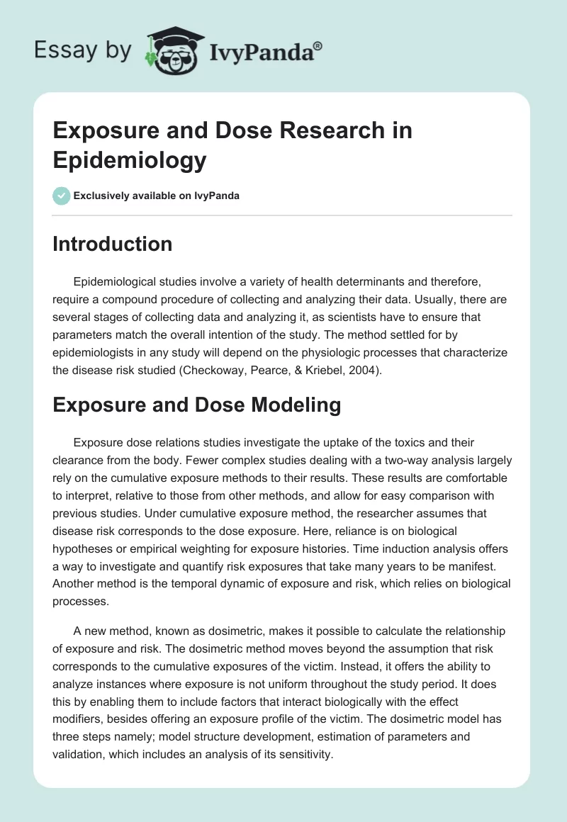 Exposure and Dose Research in Epidemiology. Page 1
