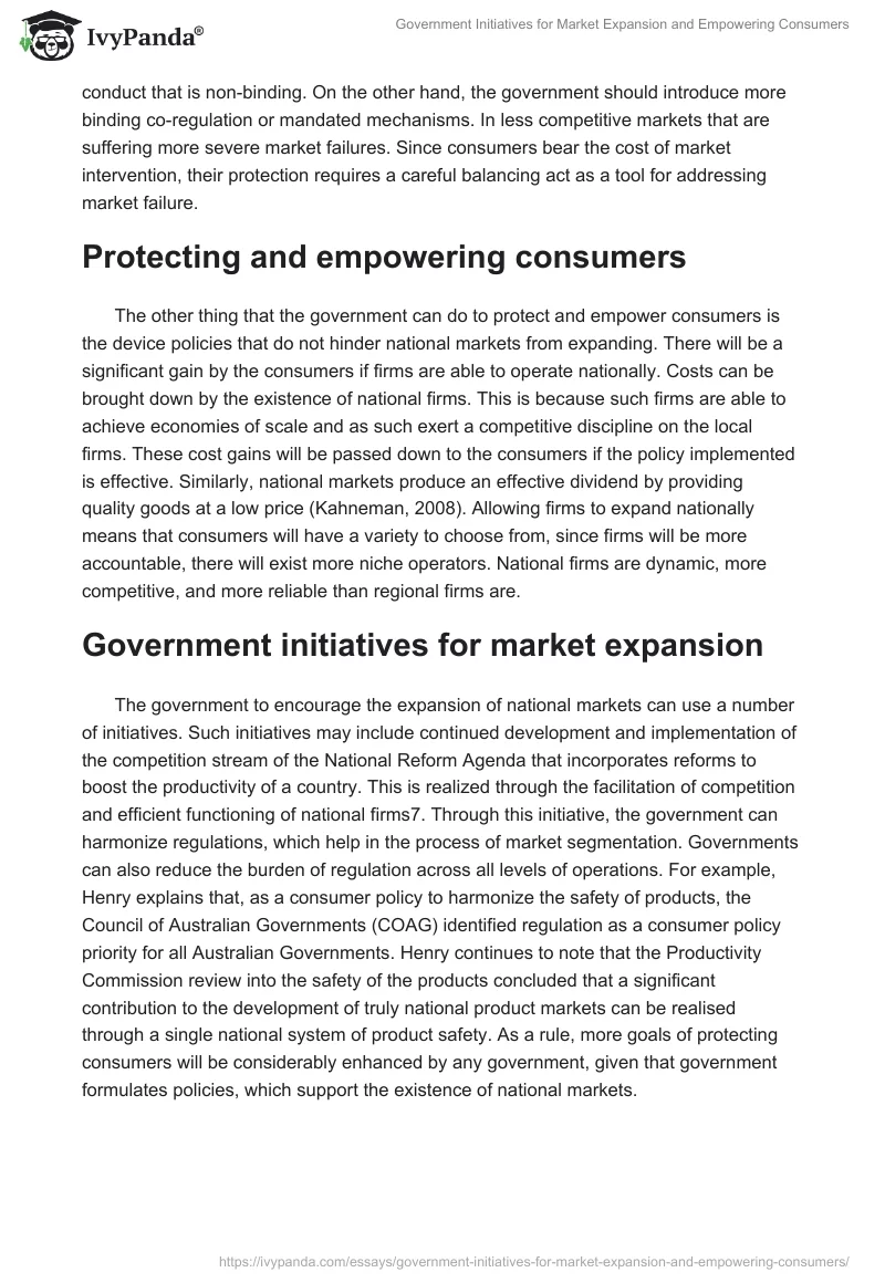 Government Initiatives for Market Expansion and Empowering Consumers. Page 2