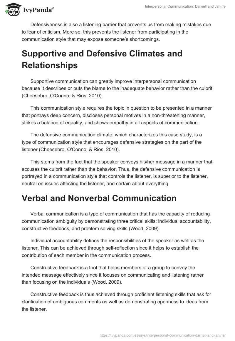 Interpersonal Communication: Darnell and Janine. Page 4