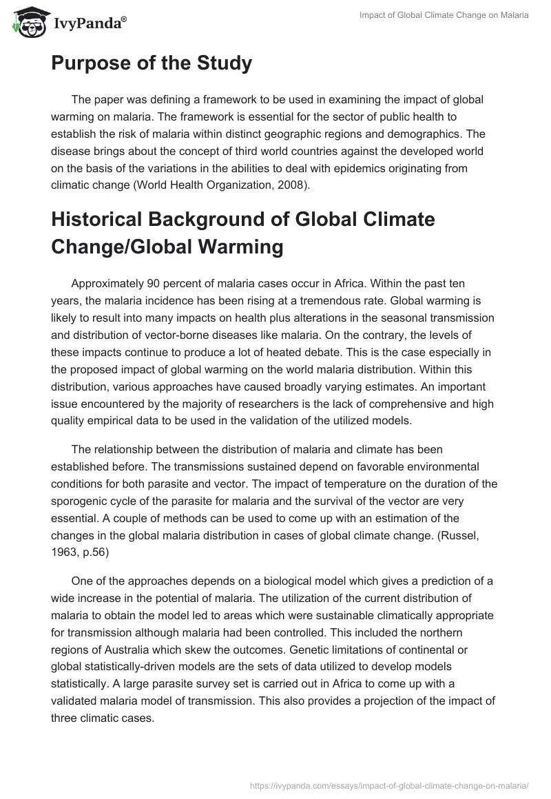 Impact of Global Climate Change on Malaria. Page 2