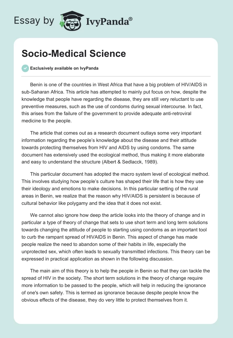 Socio-Medical Science. Page 1
