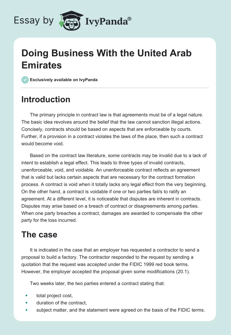 Doing Business With the United Arab Emirates. Page 1