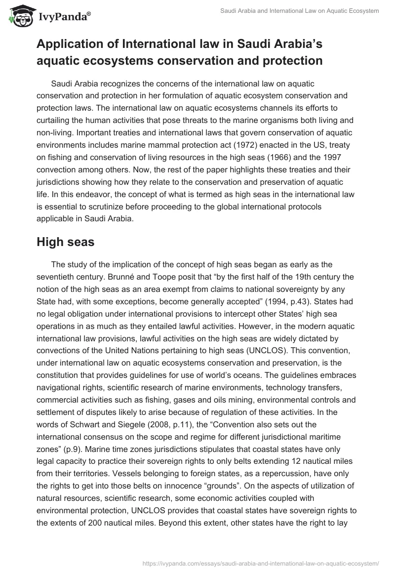 Saudi Arabia and International Law on Aquatic Ecosystem. Page 5