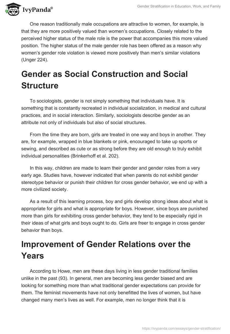 Gender Stratification in Education, Work, and Family. Page 2
