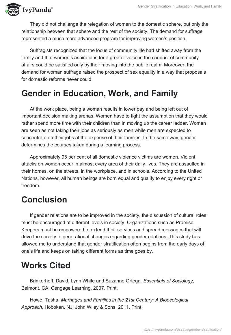 Gender Stratification in Education, Work, and Family. Page 5