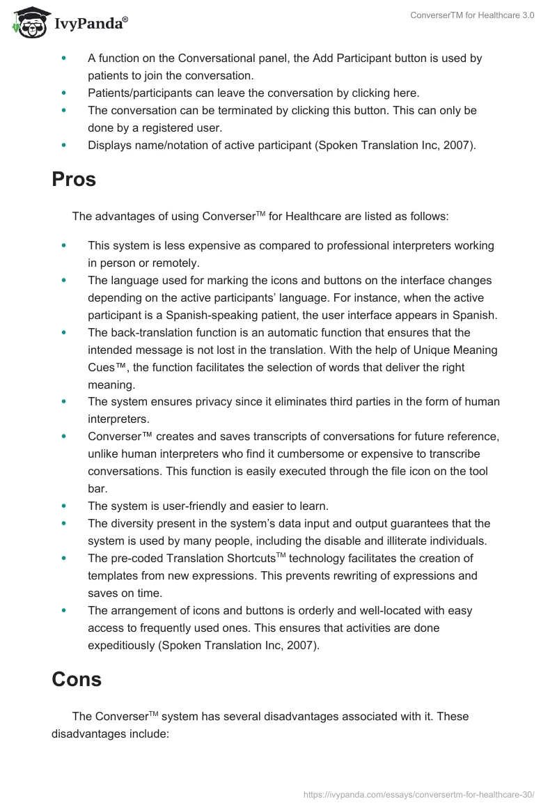 ConverserTM for Healthcare 3.0. Page 3