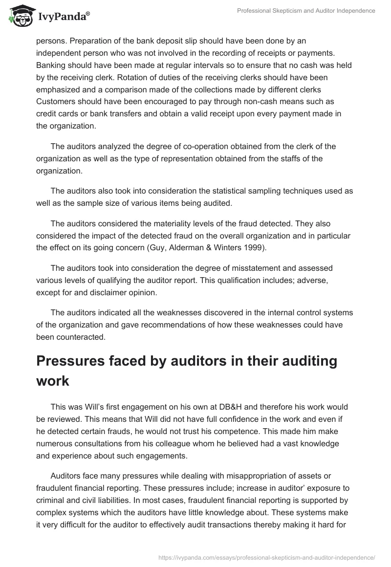 Professional Skepticism and Auditor Independence. Page 5