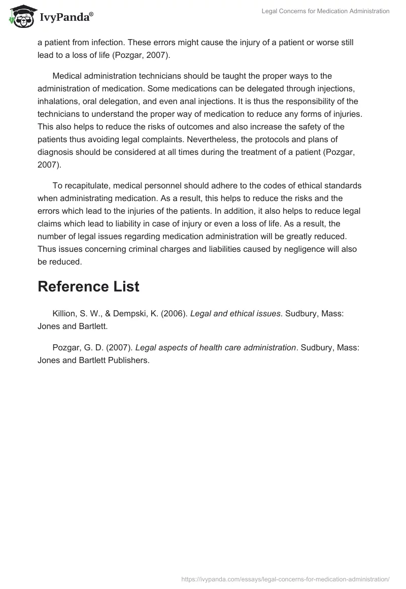 Legal Concerns for Medication Administration. Page 2