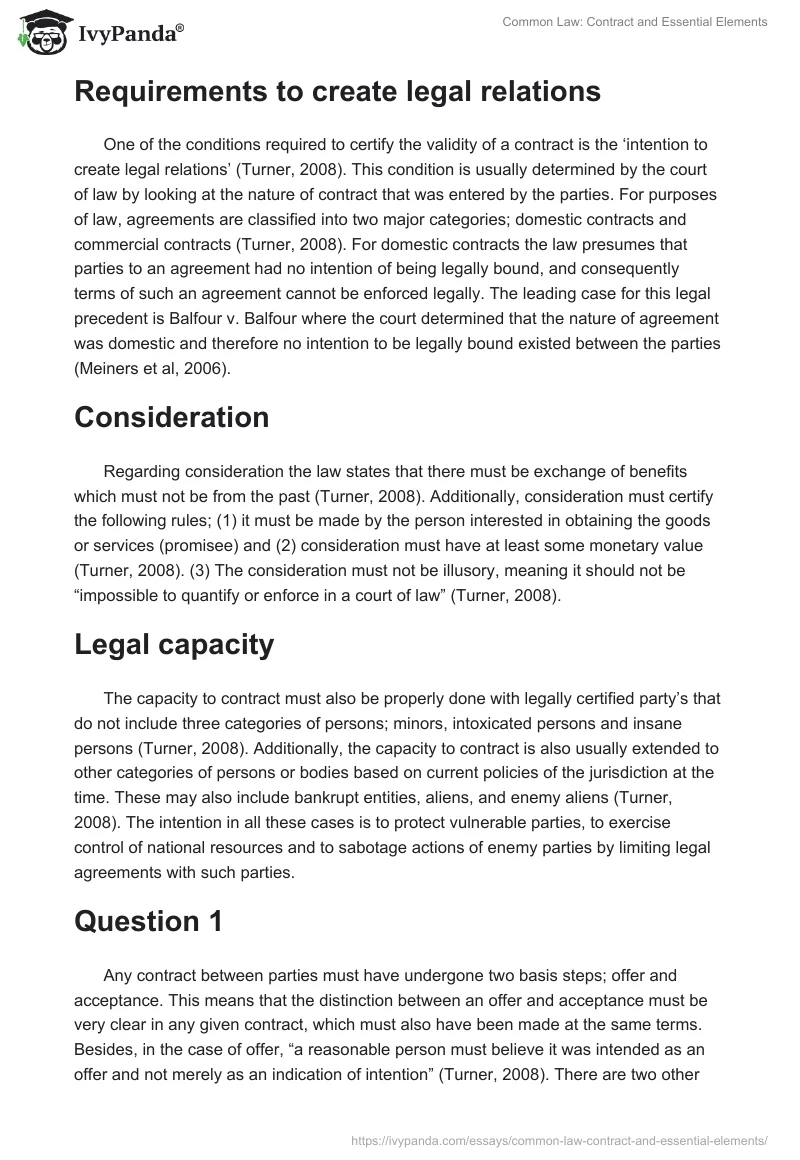 Common Law: Contract and Essential Elements. Page 2