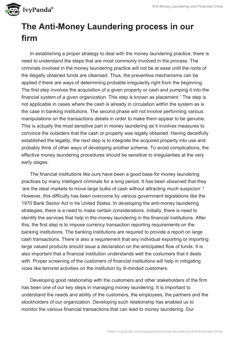 Anti Money Laundering and Financial Crime. Page 2