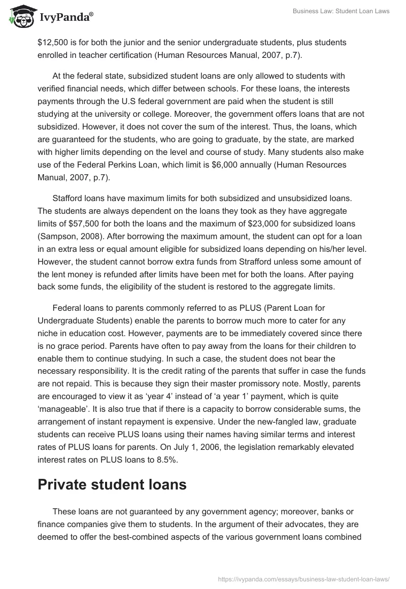 Business Law: Student Loan Laws. Page 2